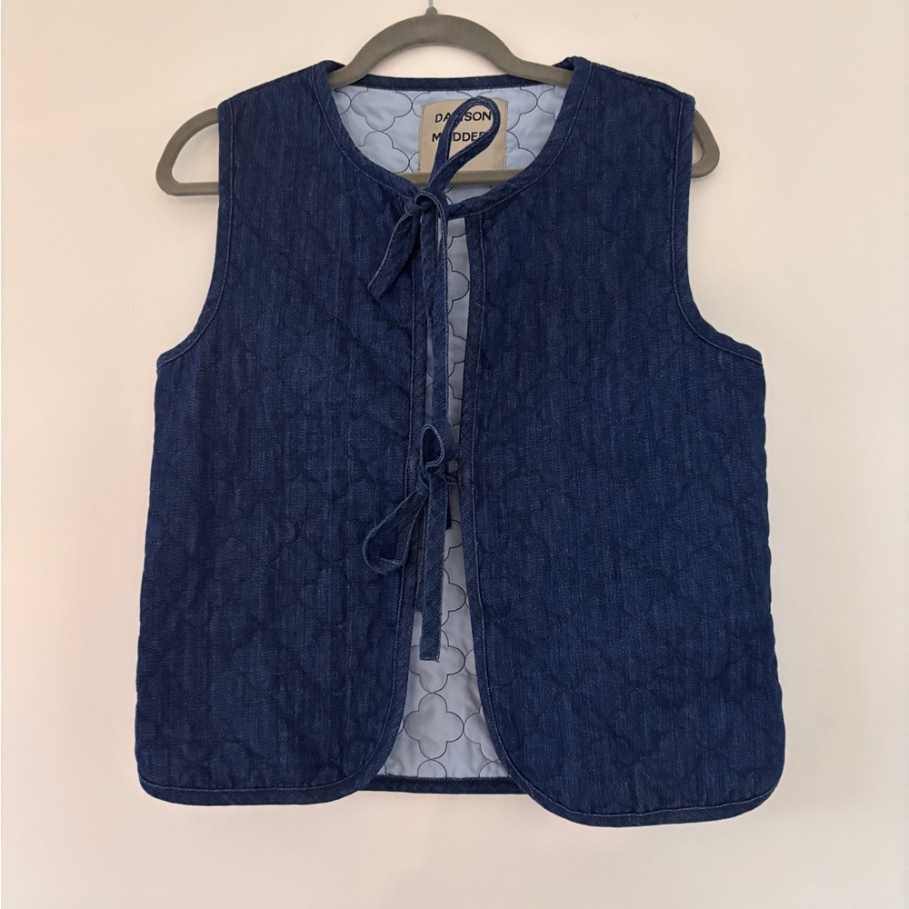 Dark Blue Quilted Vest by Damson Madder